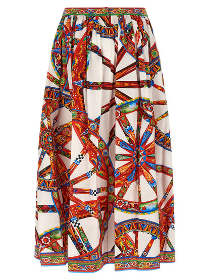 Falda Midi De Algodón Multicolor De La Marca Dolce & Gabbana
