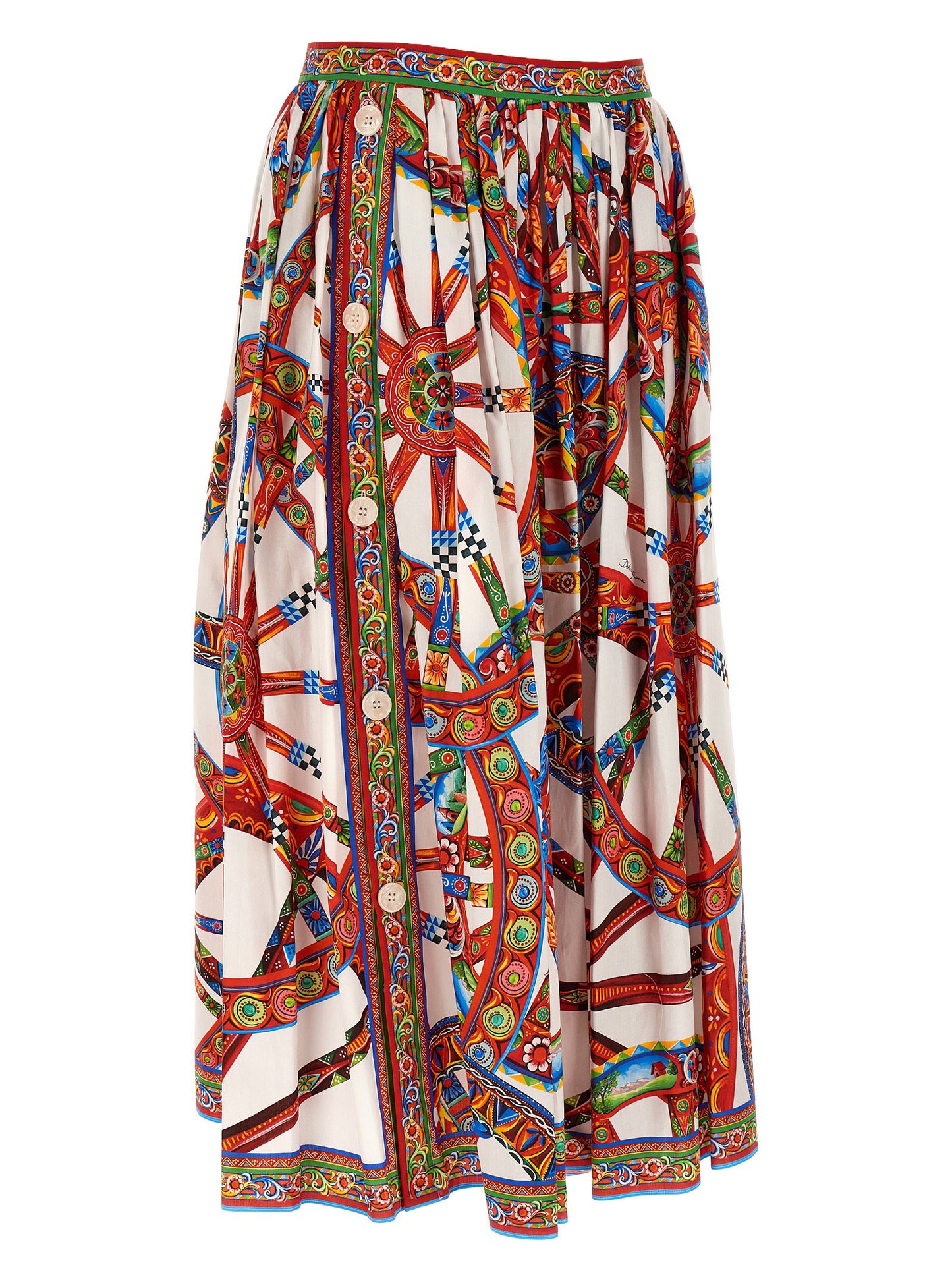 Falda Midi De Algodón Multicolor De La Marca Dolce & Gabbana