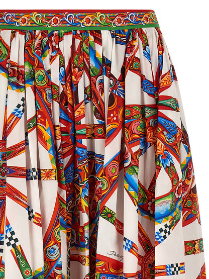 Falda Midi De Algodón Multicolor De La Marca Dolce & Gabbana