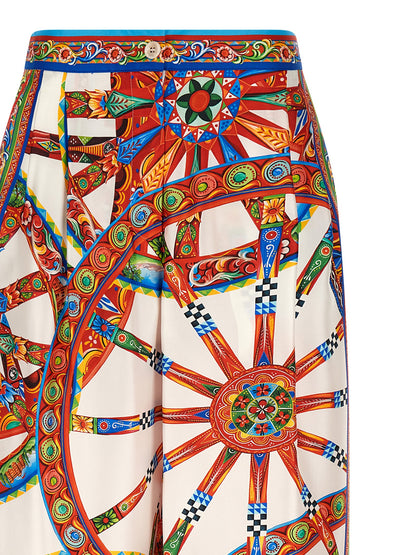 Dolce & Gabbana Multicolor Casual Silk Trousers