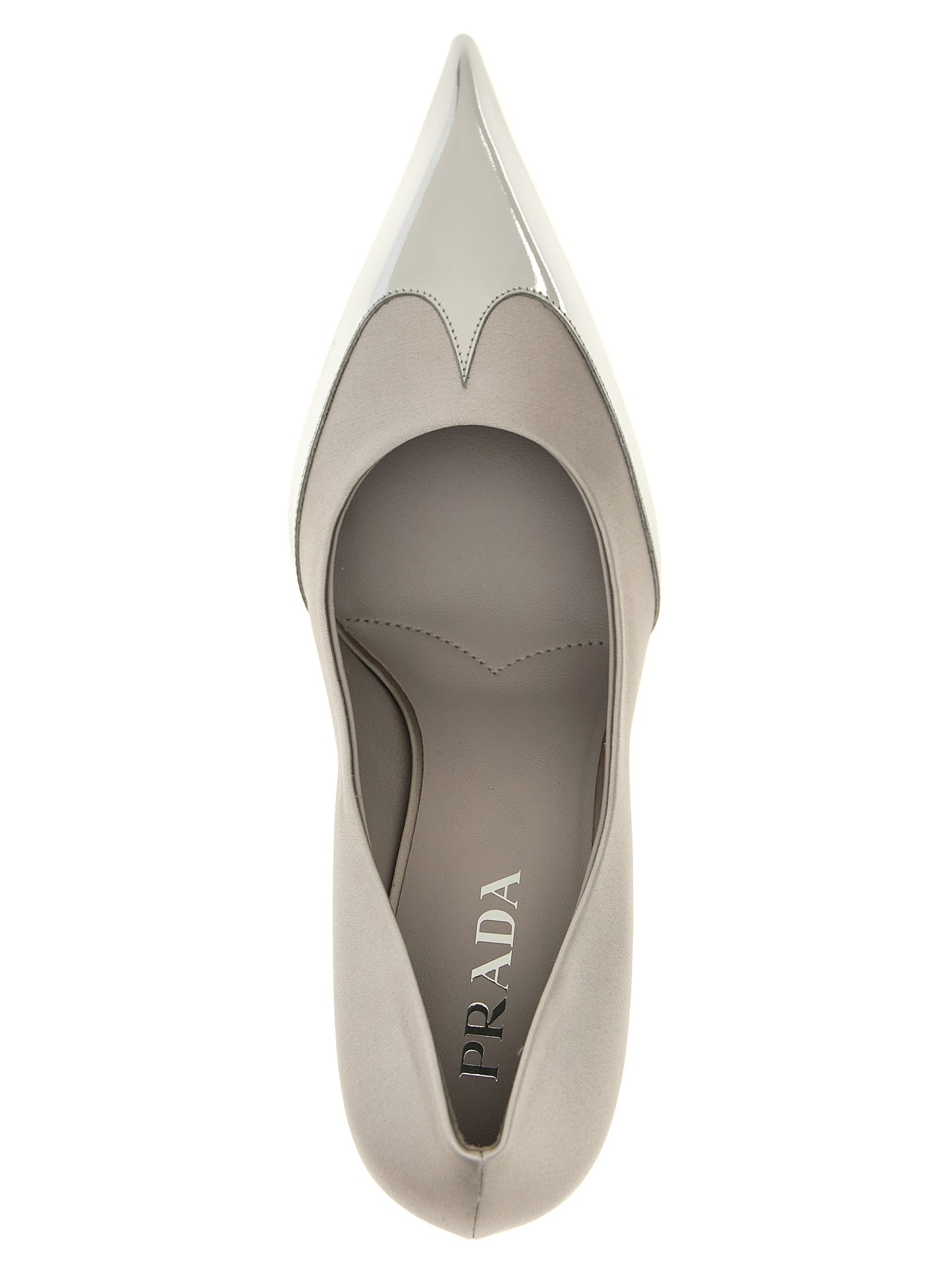 Prada Escarpins en viscose argentée – Talon fin réduit