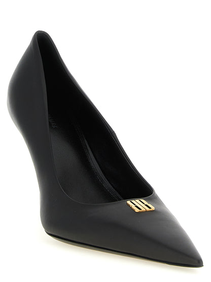 Balenciaga Zapatos De Tacón Alto En Piel Negra Avenue Bb