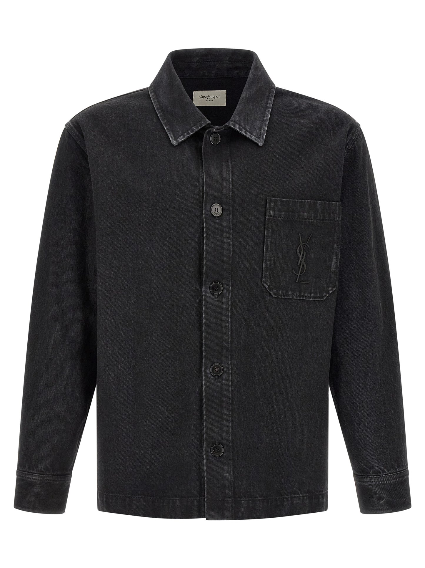 Blusa Overshirt Saint Laurent de Algodón Negro Puro