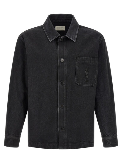 Blusa Overshirt Saint Laurent de Algodón Negro Puro