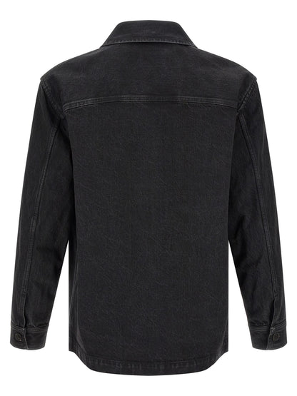 Blusa Overshirt Saint Laurent de Algodón Negro Puro