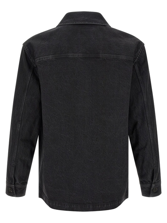Blusa Overshirt Saint Laurent de Algodón Negro Puro