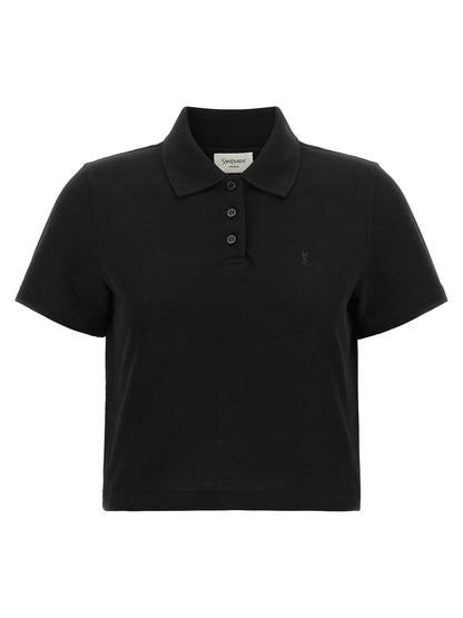 Saint Laurent Camisa Polo De Algodón Negro - Calce Definido Y Confort