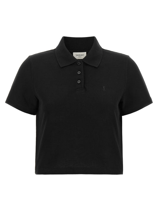 Saint Laurent Camisa Polo De Algodón Negro - Calce Definido Y Confort