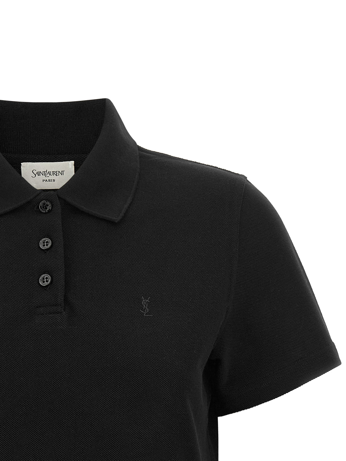 Saint Laurent Camisa Polo De Algodón Negro - Calce Definido Y Confort