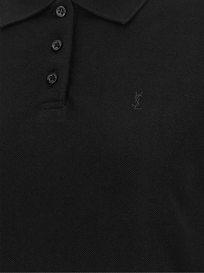 Saint Laurent Camisa Polo De Algodón Negro - Calce Definido Y Confort