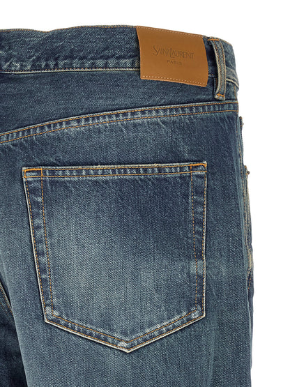 Jean droit en coton bleu Saint Laurent