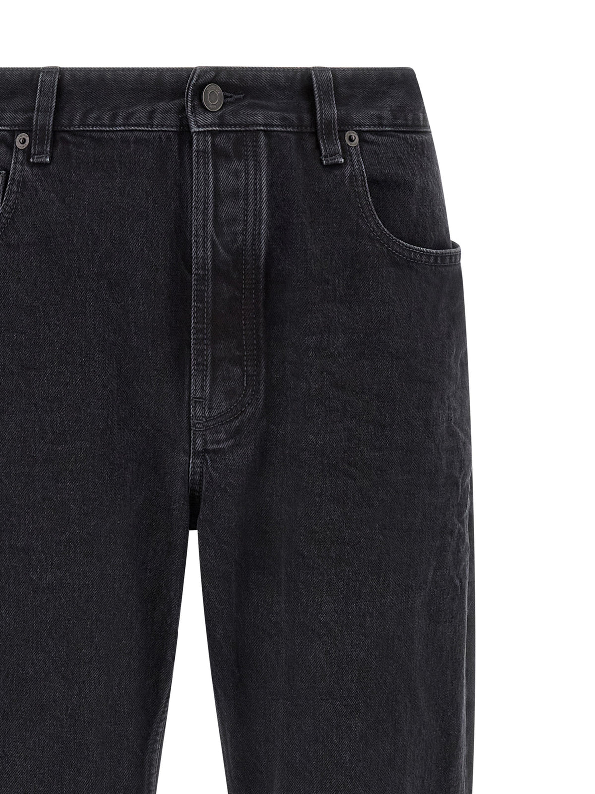 Jean Saint Laurent en coton noir à coupe décontractée