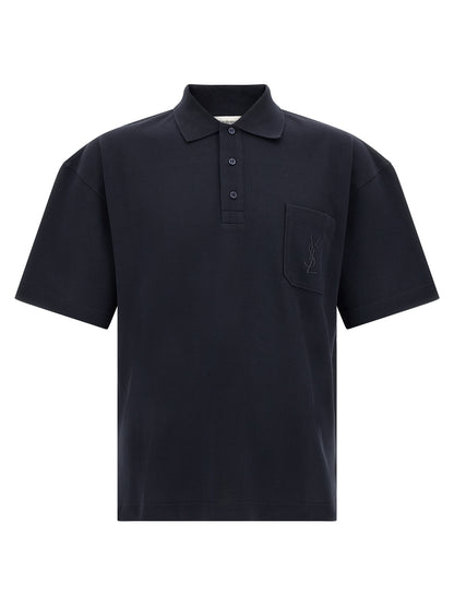 T-shirt Polo Saint Laurent Bleu En Coton Piqué