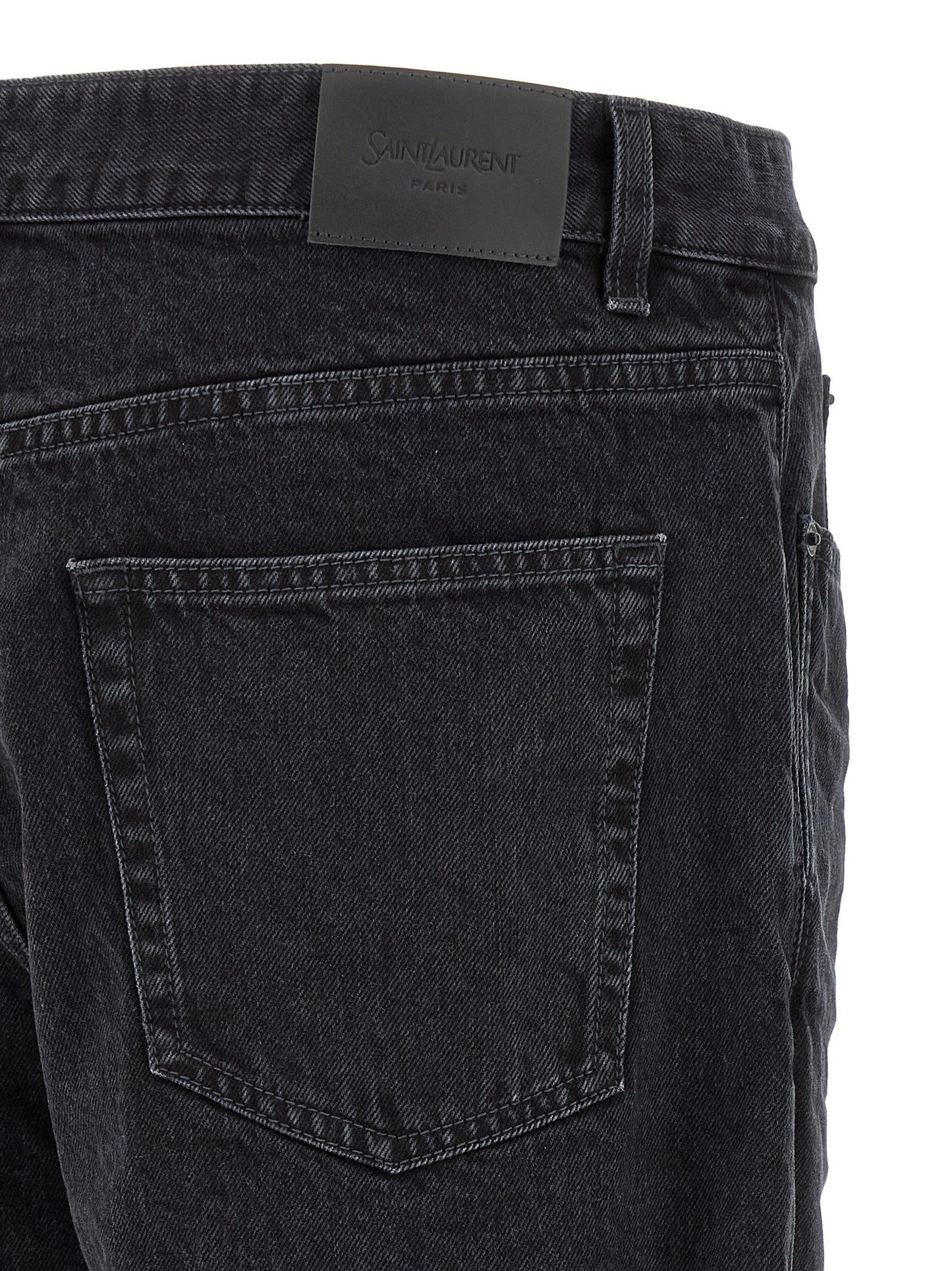Jean Saint Laurent en coton noir à coupe décontractée