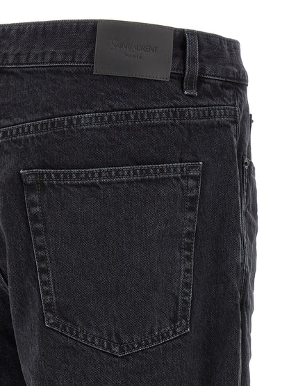 Jean Saint Laurent en coton noir à coupe décontractée