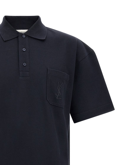 T-shirt Polo Saint Laurent Bleu En Coton Piqué