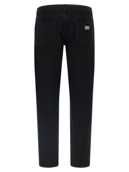 Jean slim en coton noir design Dolce & Gabbana