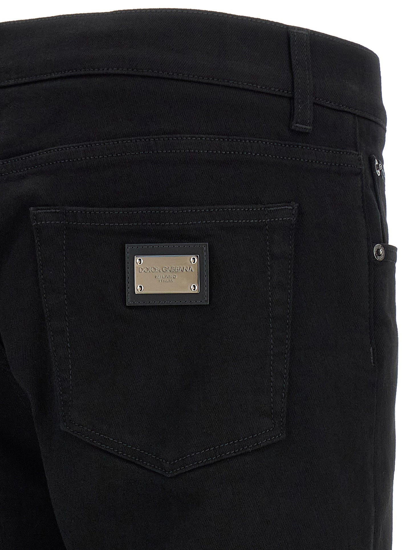 Jean slim en coton noir design Dolce & Gabbana