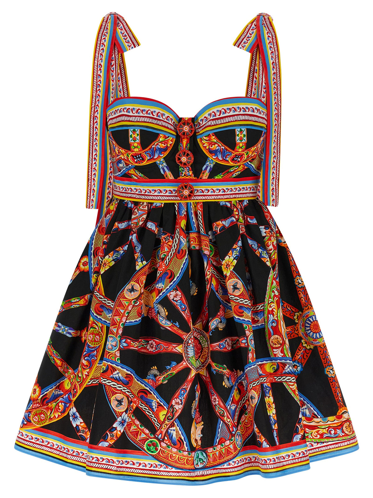 Vestido Corto De Algodón Multicolor Dolce & Gabbana
