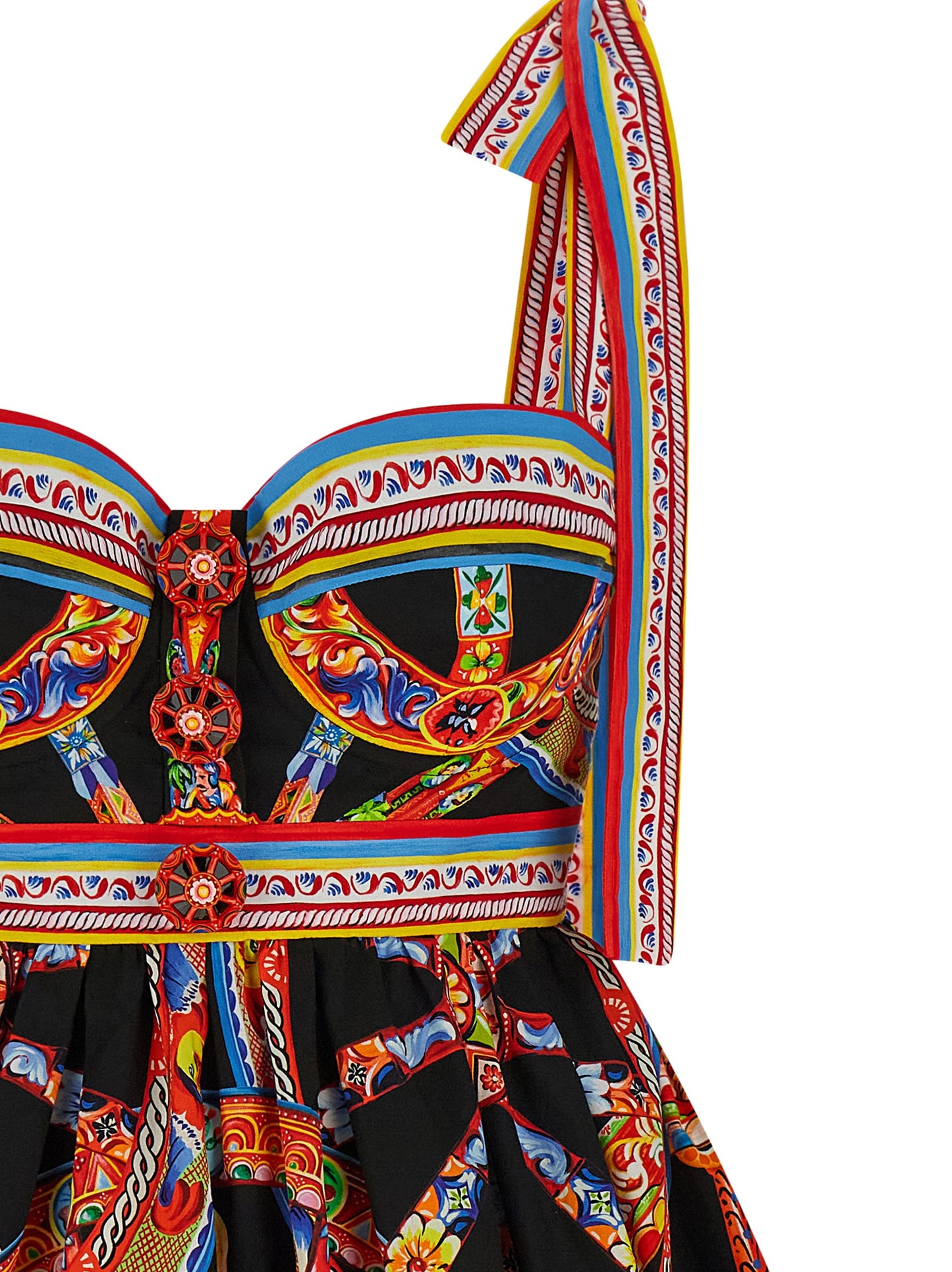Vestido Corto De Algodón Multicolor Dolce & Gabbana