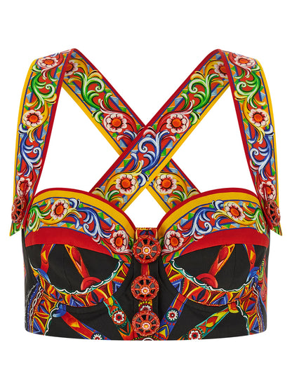 Blusa De Algodón Multicolor Dolce & Gabbana - Corte Corsé Fluido