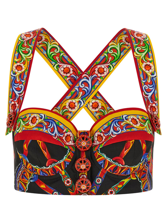 Blusa De Algodón Multicolor Dolce & Gabbana - Corte Corsé Fluido