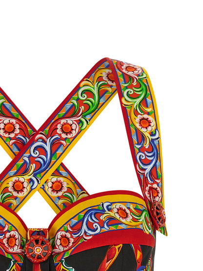 Blusa De Algodón Multicolor Dolce & Gabbana - Corte Corsé Fluido