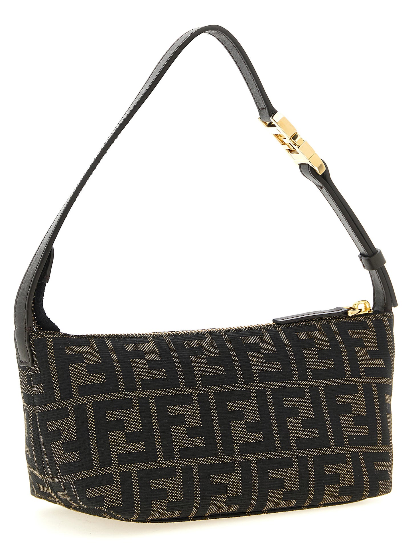 Portefeuille compact Fendi en polyester marron