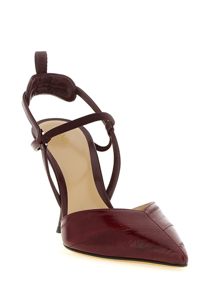 Fendi Bombas De Plataforma De Piel De Cordero Burdeos