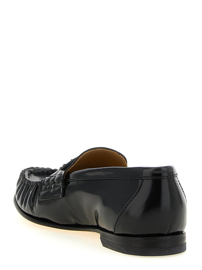 Mocassins Desserrés Fendi en Cuir de Veau Noir