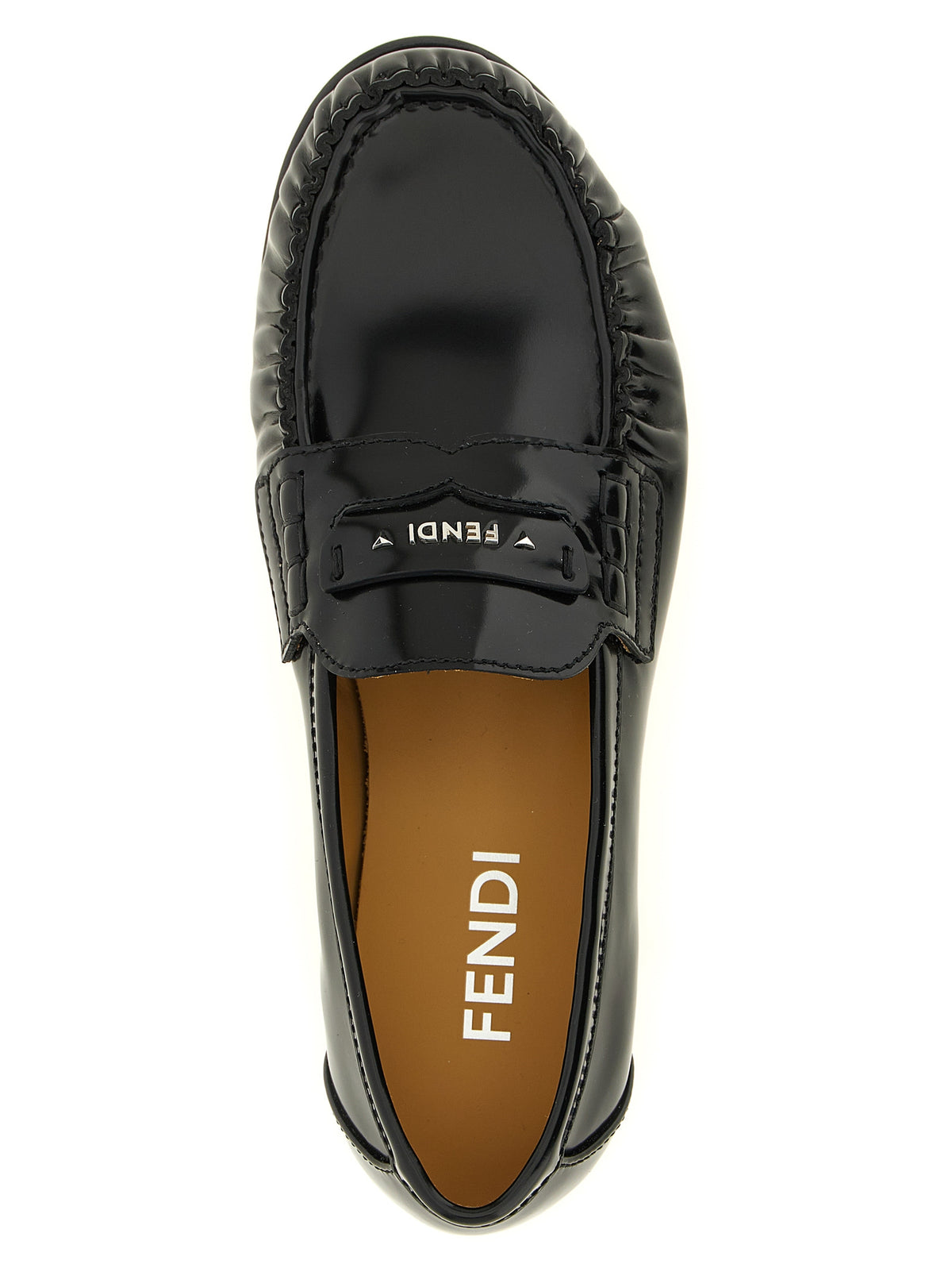 Mocassins Desserrés Fendi en Cuir de Veau Noir