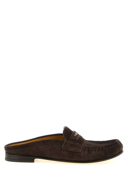 Brown Fendi Scrunch Calfskin Slip-On Loafers