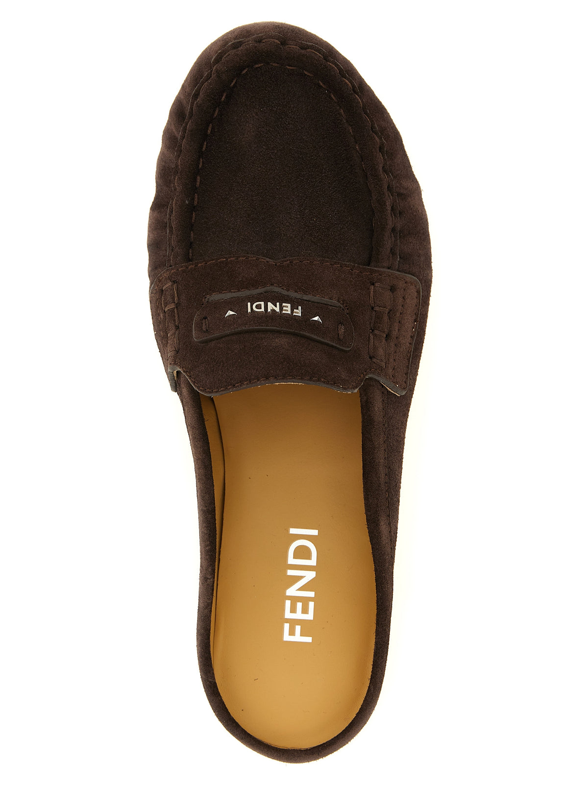 Brown Fendi Scrunch Calfskin Slip-On Loafers