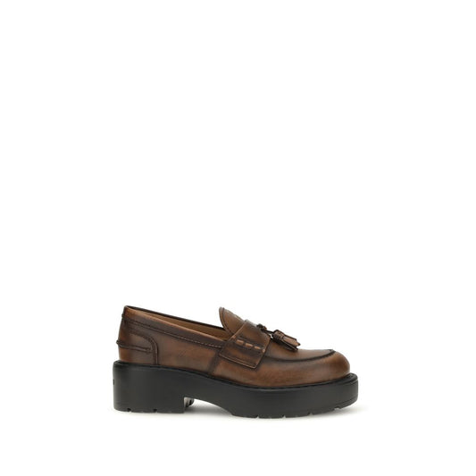 Miu Miu Mocasines Plataforma Cuero de Becerro Marrón