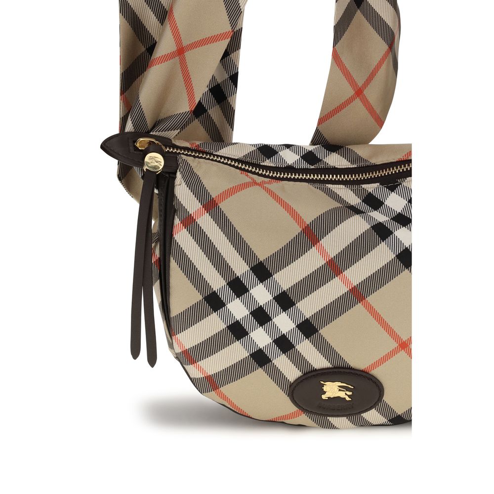 Burberry Sac à Bandoulière en Soie Beige Style Classique