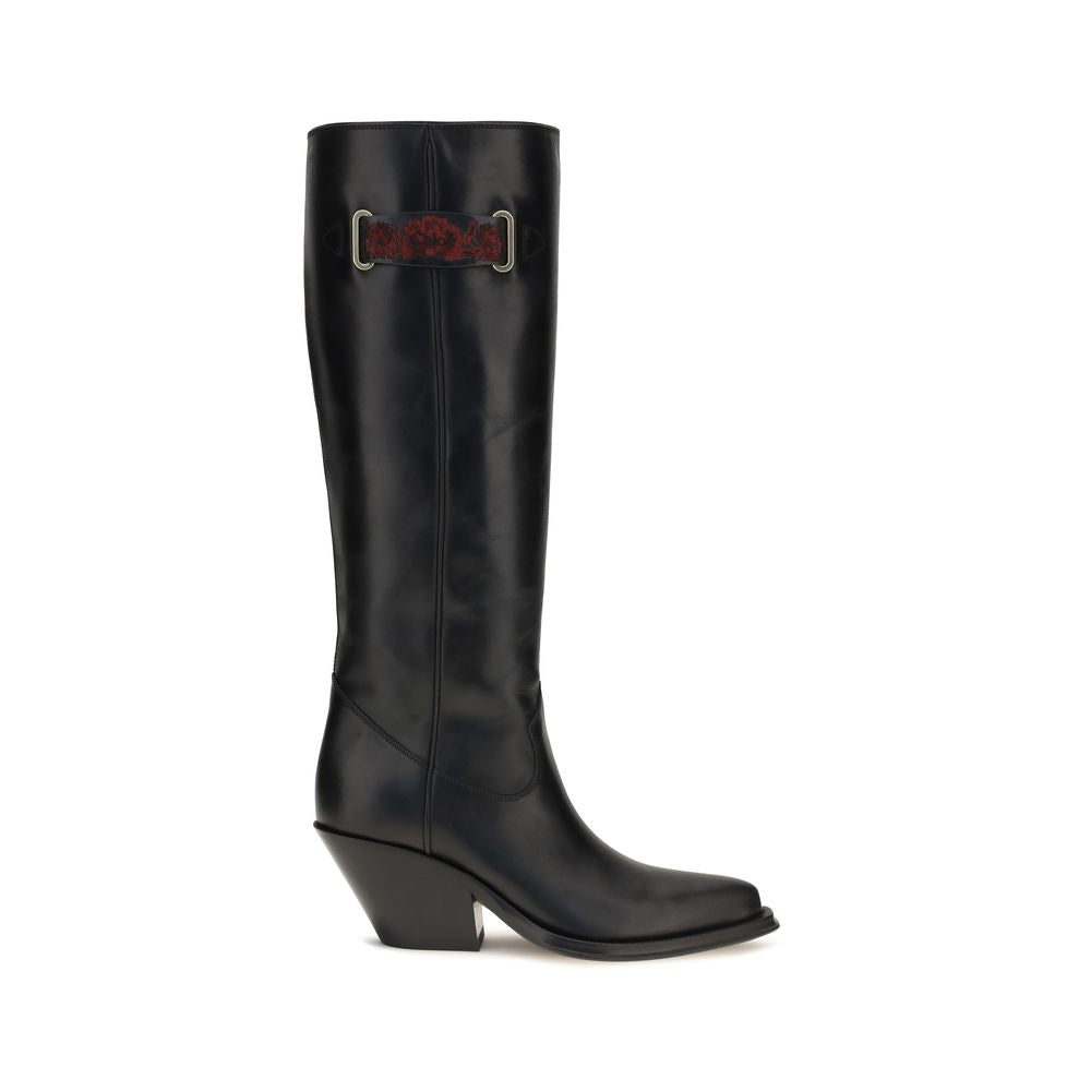 Chloé Bottes noires en cuir de vachette montantes jusqu'au genou Bos Taurus