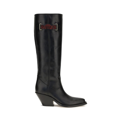 Chloé Bottes noires en cuir de vachette montantes jusqu'au genou Bos Taurus