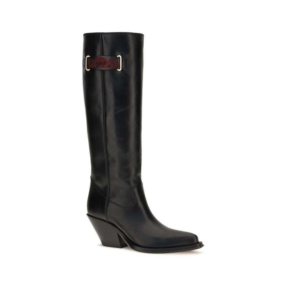 Chloé Bottes noires en cuir de vachette montantes jusqu'au genou Bos Taurus