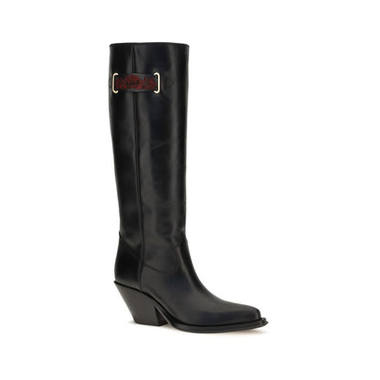 Chloé Bottes noires en cuir de vachette montantes jusqu'au genou Bos Taurus