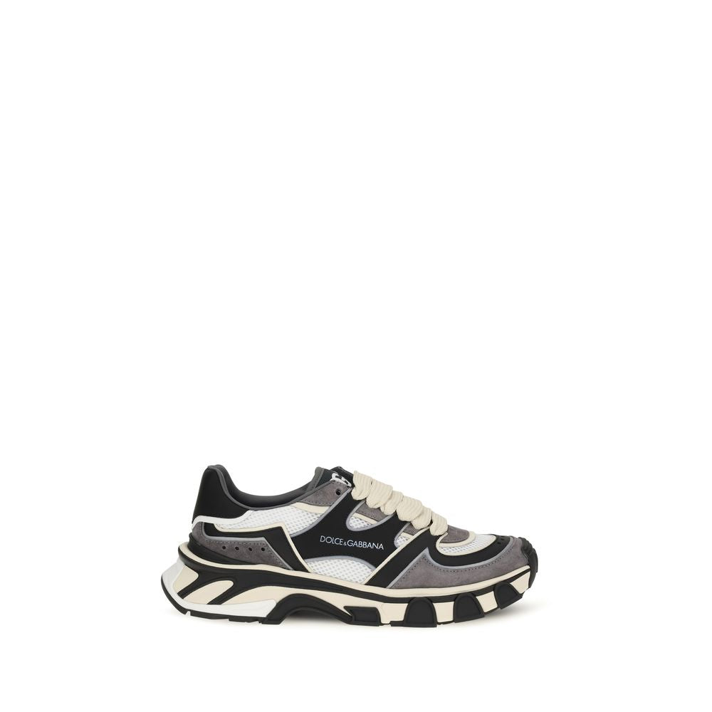 Dolce & Gabbana Gray Calfskin Chunky Sneakers Bos Taurus