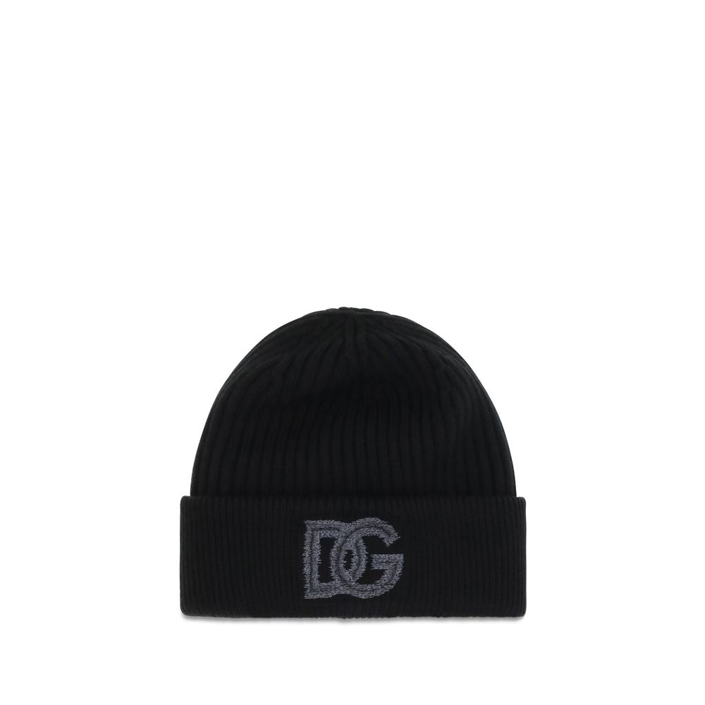Dolce & Gabbana Bonnet en maille anglaise de laine noire Collection Ovis Aries