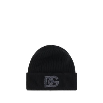 Dolce & Gabbana Bonnet en maille anglaise de laine noire Collection Ovis Aries