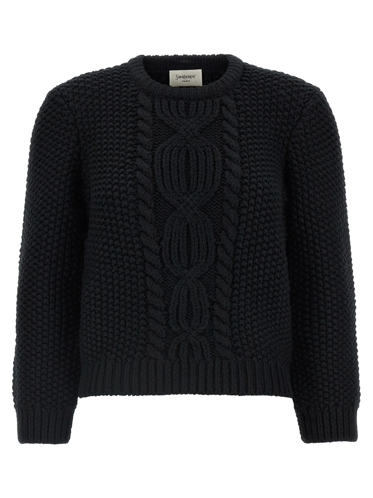 Cardigan court en laine noire Saint Laurent