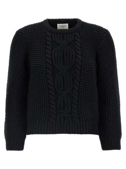 Cardigan court en laine noire Saint Laurent