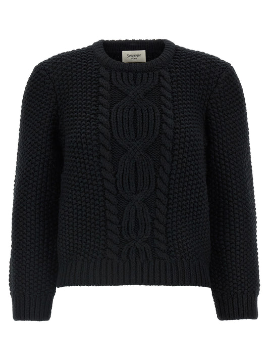 Cárdigan de Lana Negra Saint Laurent de Corte Acortado