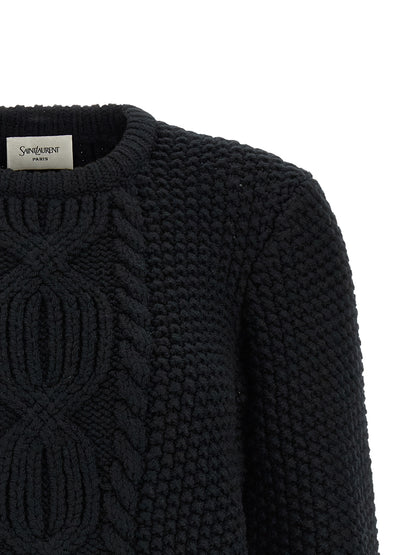 Cardigan court en laine noire Saint Laurent