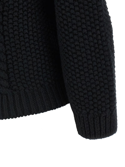 Cardigan court en laine noire Saint Laurent