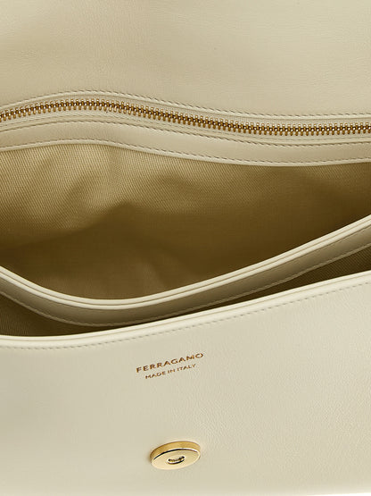 Ferragamo Bolso De Hombro De Piel De Becerro Blanco