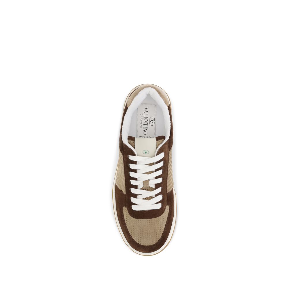 Valentino Garavani Sparry Low-Top Brown Nappa Leather Sneakers