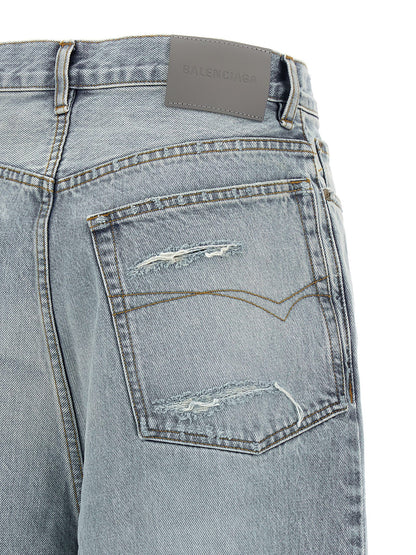 Balenciaga Vaqueros De Corte Amplio En Algodón Azul Claro